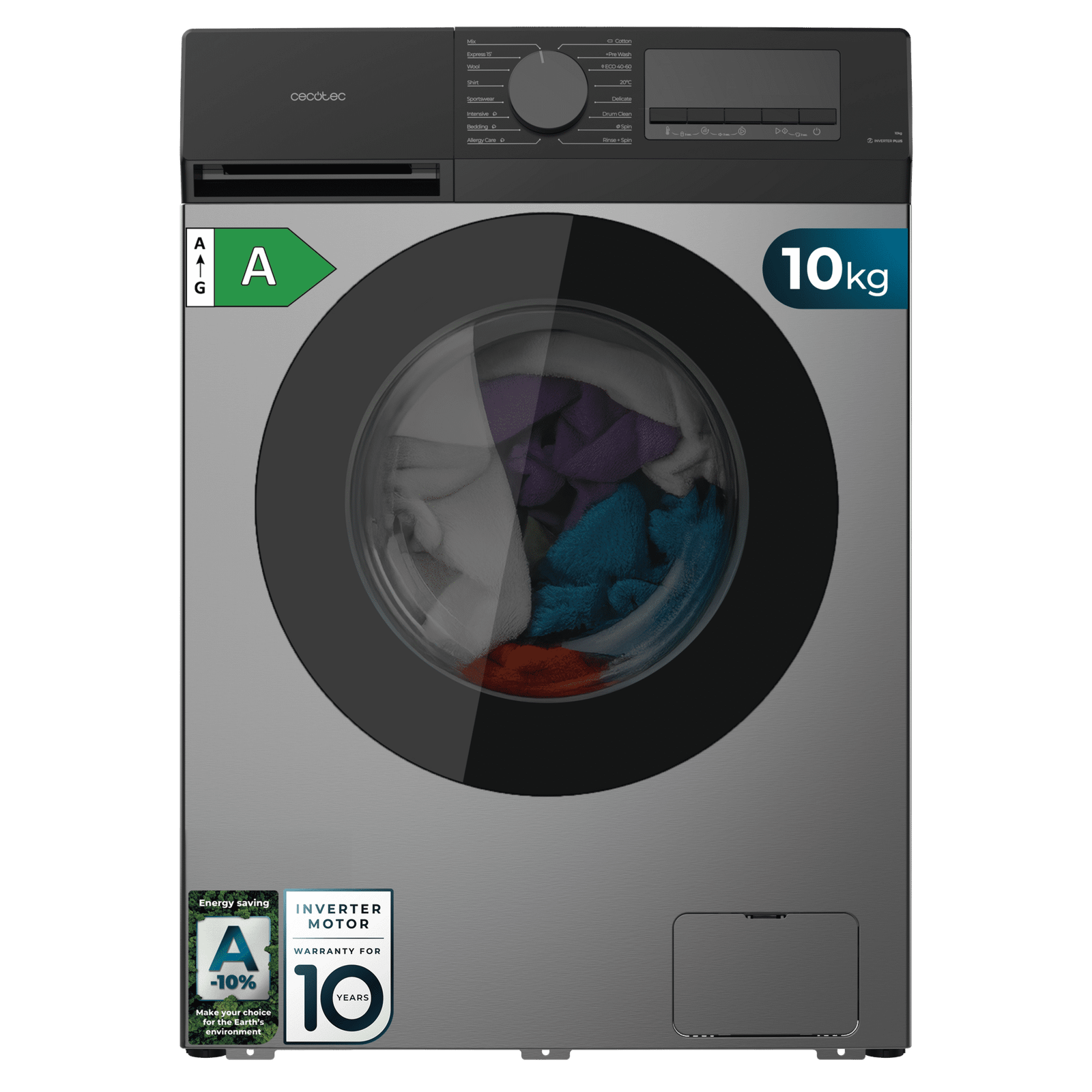 Lavadora Cecotec Bolero DressCode 10450 Inverter Steel