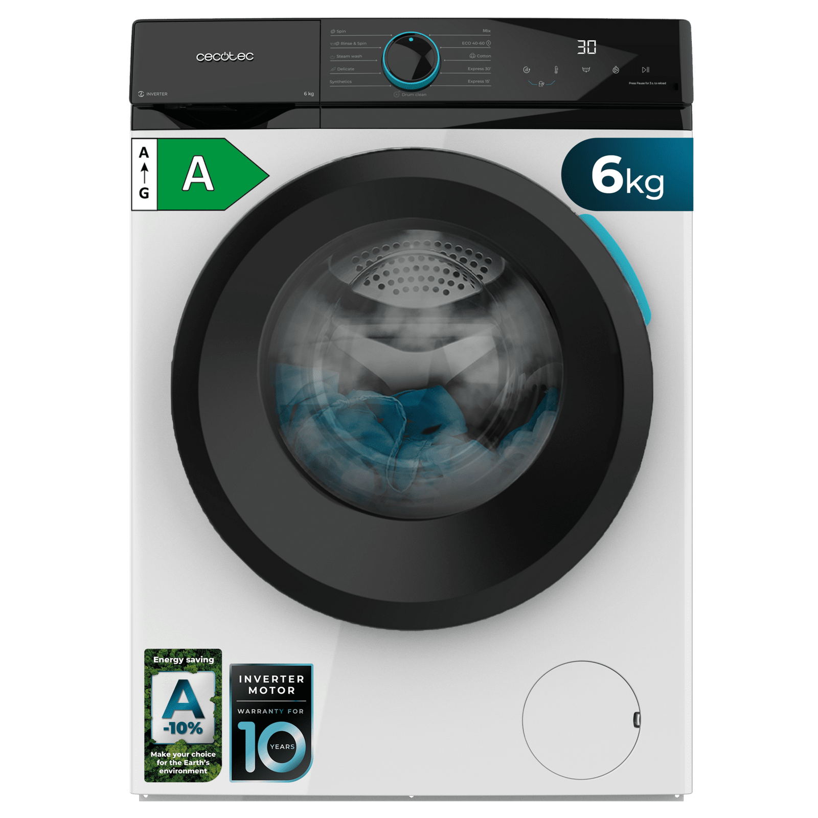 Lavadora Cecotec Bolero DressCode 6165 Inverter