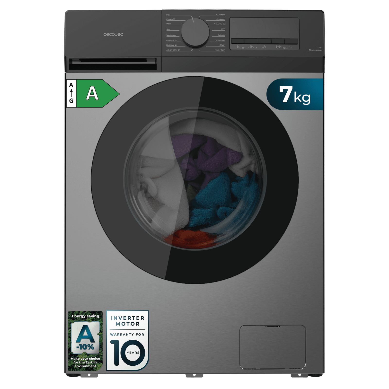 Lavadora Cecotec Bolero DressCode 7450 Inverter Steel