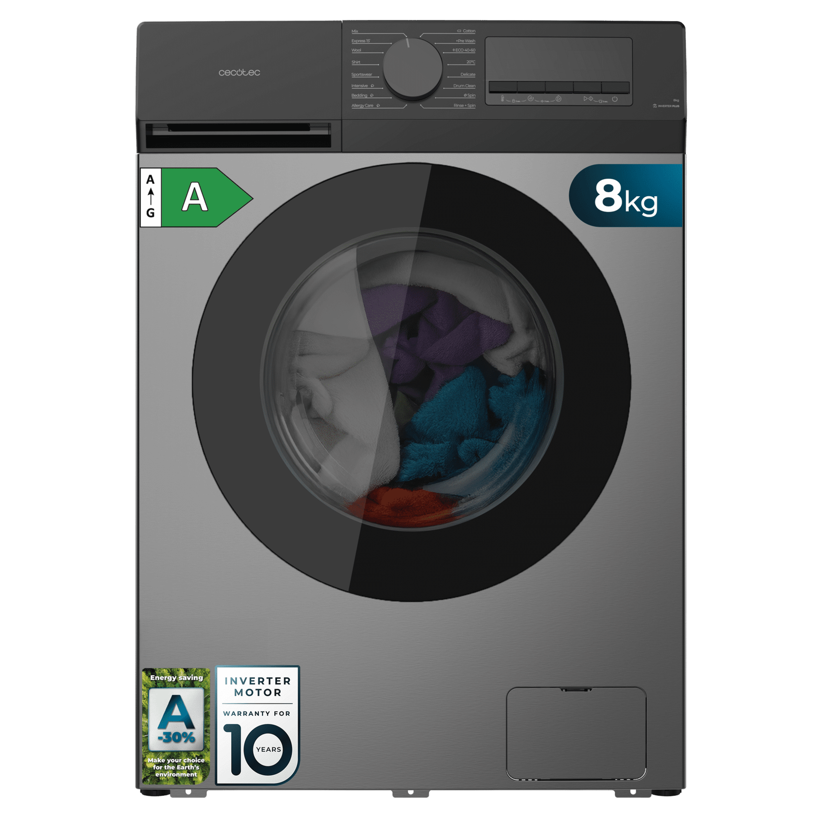 Lavadora Cecotec Bolero DressCode 8450 Inverter Steel