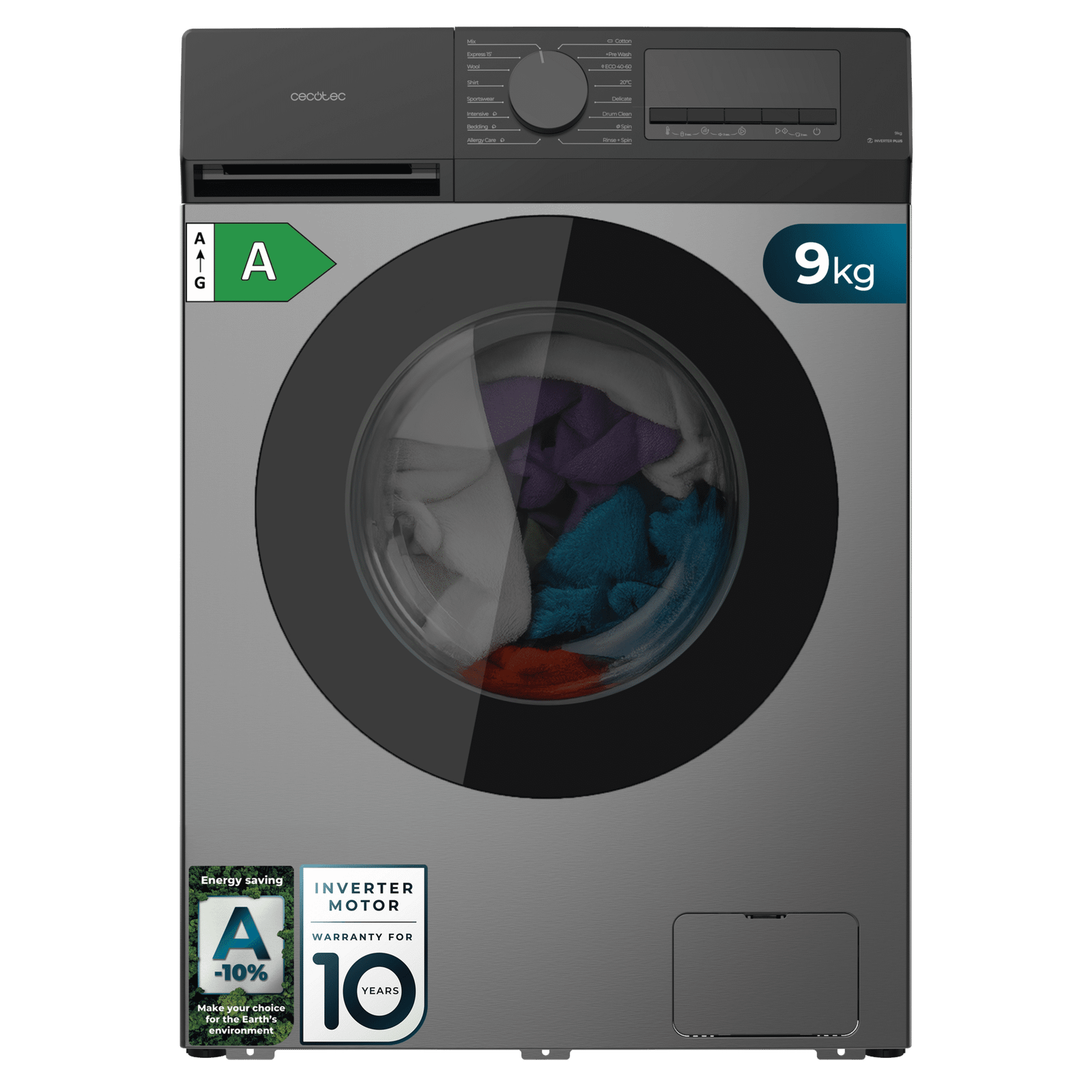 Lavadora Cecotec Bolero DressCode 9450 Inverter Steel