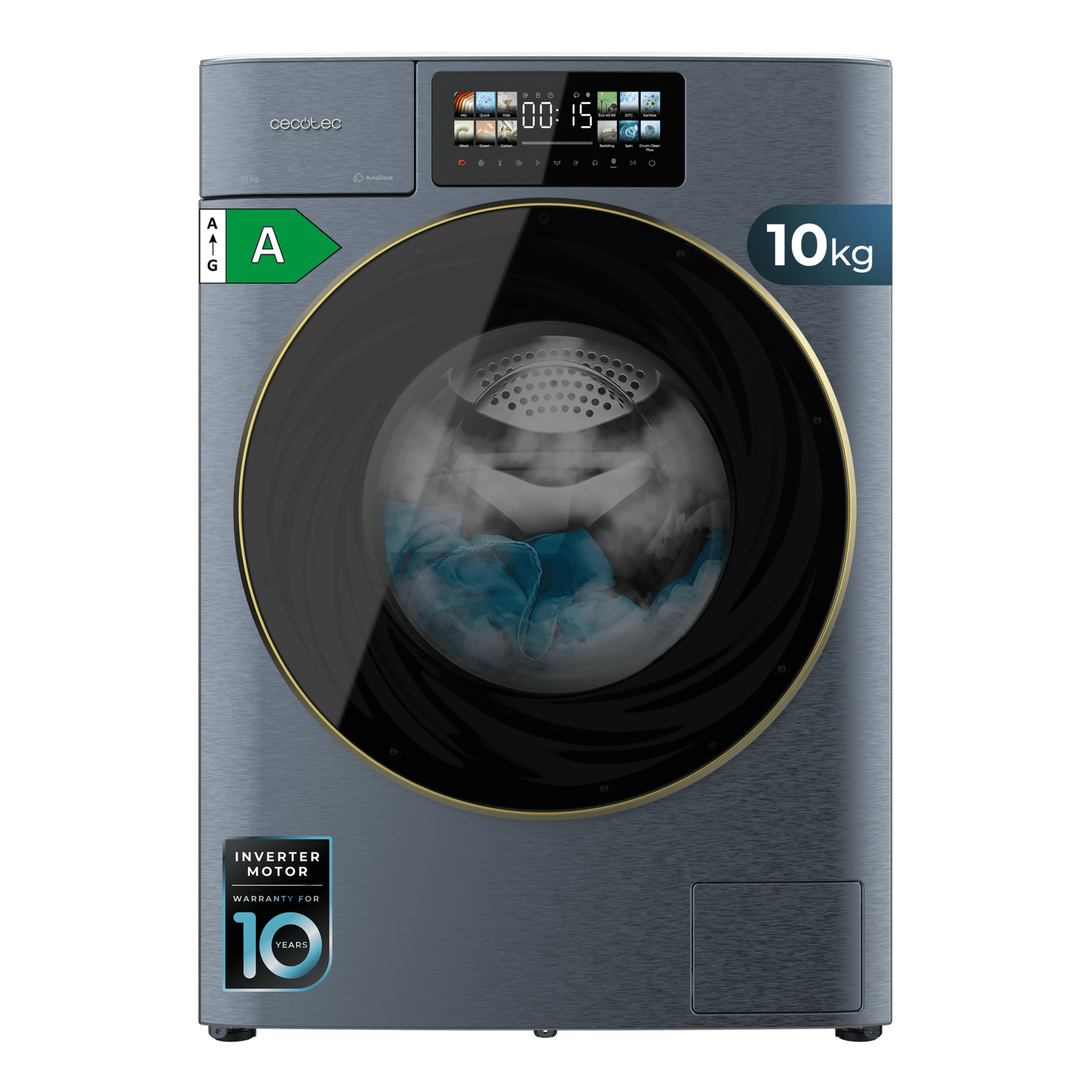 Lavadora Cecotec Bolero Wash&Dry 106950 Autodose Inverter 3D Titanium